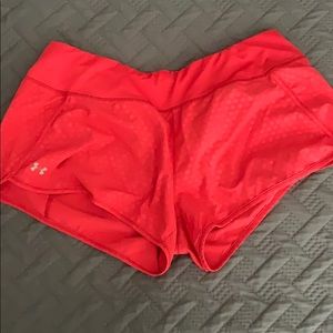 Pink under armour running shorts (lines)
